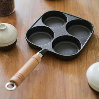 Poêle à omelette à quatre trous, antiadhésive, à fond plat, pour la maison, pour les œufs, les dumplings, le petit-déjeuner, les œufs, les burgers