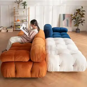 Günstige moderne Luxus Couch Möbel MIcrofiber Stoff Wohnzimmer 7-Sitzer Samt Stoff Schnitt getuftet modulare Sofa garnitur