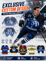 Camiseta de Hockey Sublimada Personalizada al por Mayor, Camiseta de Hockey sobre Hielo con Impresión por Sublimación, Logotipo del Nombre del Equipo en Tela Tackle Twill, MOQ Bajo de 2 Piezas