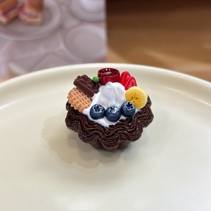 High Quality Chocolate Tart <b>Miniature</b> Three-dimensional Fruit tart Simulation Food Play Refrigerator Sticker for Decoration - Product Image 6