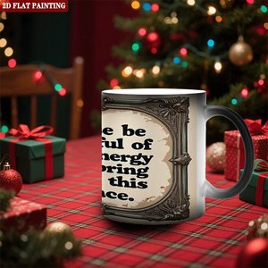 Mug en céramique noir givré 11oz, tasse à boire changeante de couleur activée par la chaleur, cadeau pour fête - Product Image 2