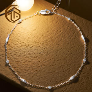 Bracelet en argent style <span class=keywords><strong>Cartier</strong></span>, étanche, avec chaîne trombone, manchette en or 18 carats, diamants VVS cultivés en laboratoire, pour femmes - Product Image 3
