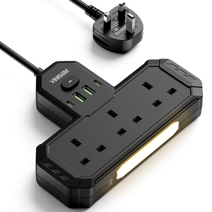 Vinisem anh 3 ổ cắm mở rộng dẫn Ổ cắm điện với 2 <span class=keywords><strong>USB</strong></span> và 2 Type-C cổng ánh sáng ban đêm 2m Cáp chuyển đổi - Product Image 4