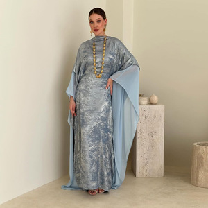 green emerald velvet dress Beautiful Navy White Striped Mix Fabric Abaya or Jilbab, L / 54 / Navy main image 0