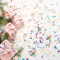 Paillettes holographiques arc-en-ciel étoiles et lunes, sequins changeants de forme, résistants aux solvants pour impression sur ongles, boîtes cadeaux et artisanat fait main