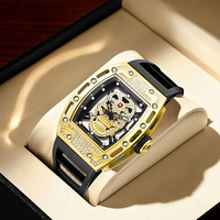 Reloj de cuarzo con esqueleto de pirata para hombre, cronógrafo con calavera 3D, cristal transparente