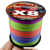 Ligne de pêche X8 en PE tressée, flottante, super résistante, verte, colorée, lisse, forte puissance de traction, ligne de pêche en lac