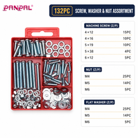 Kit d'assortiment de vis, écrous et rondelles en métal de 132 pièces, fixations zinguées pour projets de bricolage et installation de machines