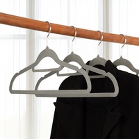 Cintres en fer simples en velours gris premium, haute capacité de charge, design peu encombrant avec rainures antidérapantes, pour armoire, marque ECO