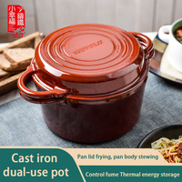 Usine de gros logo personnalisé 2 en 1 rond en fonte émaillée casserole pour four hollandais avec couvercles de casserole Sacue