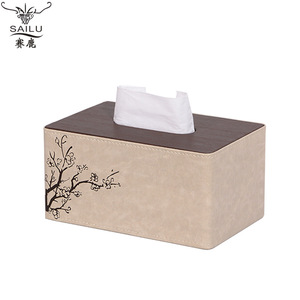 Sailu Chinese Style Leather Tissue Box With Organizer For Home Living Room Coffee Table Use - Product Image 5