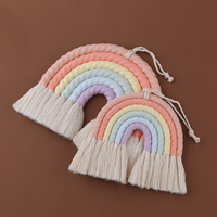 Vas Tanaman Gantung Dinding dari Tali Kain Modern dengan Bentuk Lingkaran dan Kerajinan Tangan Bambu & Rotan untuk Kamar Bayi, Warna Dapat Disesuaikan