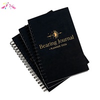 Carnet de notes écologique personnalisé imprimé, journal de bien-être, agenda quotidien noir mat avec reliure spirale dorée brillante