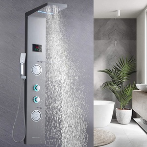 Colonne de douche murale en acier inoxydable avec jets de massage et cascade pour salle de bain - Product Image 4