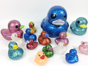 Rubber Small Glitter Ducks <b>Bath</b> Plastic Floating Kids Shower Baby Toy Colorful Mini Yellow Duck for Children - Product Image 3