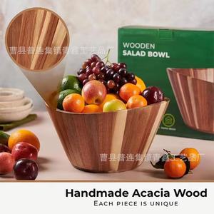 Tazón de madera para ensalada, tazón multifuncional para servir frutas, ensaladas, palomitas de maíz, decoración del hogar, apto para lavavajillas - Product Image 5