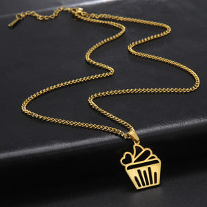 Collar con colgante de <span class=keywords><strong>Cupcake</strong></span> de corazón encantador Myshape para mujeres y niñas, cadenas de cuello de acero inoxidable, regalo de joyería de tendencia 2025 para fabricante de pasteles - Product Image 4