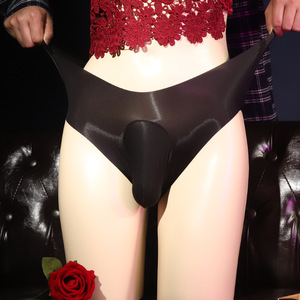 Men's Low-Rise Seamless Ice Silk Underwear Breathable Solid Color Transparent Briefs For Adults Skin Tone Pink Black White - Product Image 3