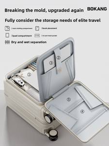 Valise de voyage spinner 14 pouces à ouverture latérale, petite, <span class=keywords><strong>l</strong></span>égère et portable, avec trolley, étui en néoprène de haute qualité avec serrure à combinaison - Product Image 3