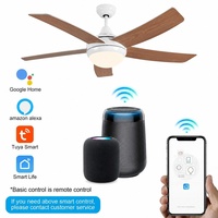 Ventilateur de plafond LED moderne de 52 pouces avec pales en ABS, télécommande optionnelle Tuya Smart, moteur BLDC tout cuivre, pour maison et hôtel