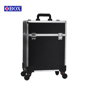 Valise de maquillage professionnelle Obox avec roulettes, rangement multi-niveaux pour outils de nail art, extensions de cils et maquillage permanent - Product Image 5