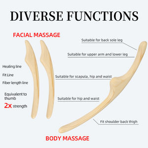 ชุดแท่งนวดแกะสลักร่างกายทำจากไม้ธรรมชาติ3ชิ้นสำหรับกำจัดเซลลูไลท์บนใบหน้า - Product Image 3