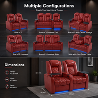 Canapé de salon moderne trois places en cuir véritable pour home cinéma avec fauteuil inclinable réglable