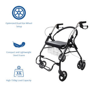 Роллатор-ходунки с регулируемой высотой, корзиной и сиденьем для пожилых людей с ограниченной подвижностью, легко маневрируются и хранятся. - Product Image 3