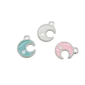 Customized DIY silvermoon charms for baby pin moon and star enamel silver moon charm pendant for baby pins decoration