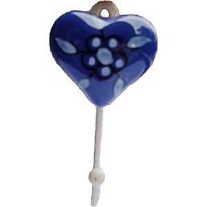 PARIJAT HANDICRAFT Beautifully Hand Painted Ceramic Wall Hook Hanger Multi-Color Heart Shape for Key Holder <b>Bath</b> Wall <b>Storage</b> - Product Image 1