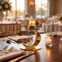 Placa de Número de Mesa Moderna y Minimalista de Acrílico Dorado de Alta Gama, Ecológica, para Bodas y Fiestas, Tarjeta Digital Giratoria para Escritorio