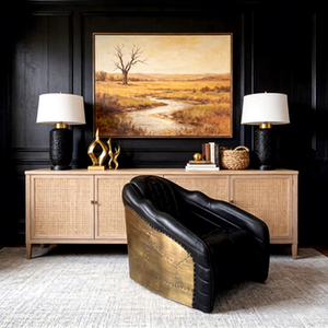 Luxury Genuine Leather Aviator <strong>Sofa</strong> Chair Antique Retro Industrial Style with Metal Brass Frame <strong>Black</strong> <strong>Armchair</strong> for Living Room - Product Image 3