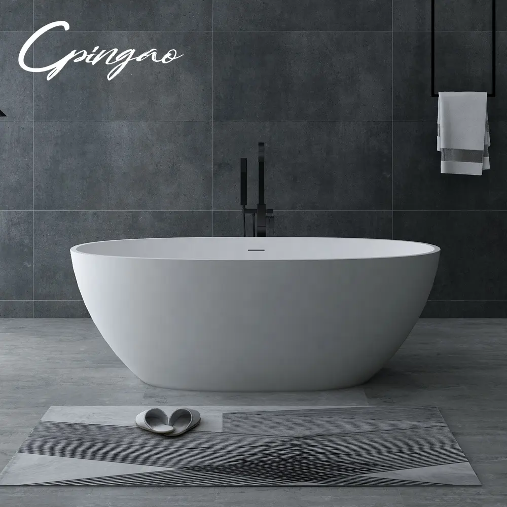 Cpingao 새로운 디자인 얼룩 및 부식 방지 고체 표면 석재 독립형 욕조