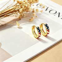 Boucles d'oreilles tendance transfrontalières en fer colorées, thème drapeau américain, trois couleurs, unisexe, mode européenne et américaine
