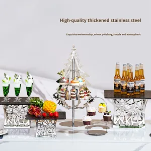 Thép không gỉ cupcake đứng tầng tháp tự làm món tráng miệng bảng sinh nhật đám cưới trang trí tiệc bánh đứng - Product Image 1