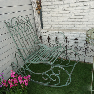 Sillón mecedora de hierro para exteriores. Sillón Reclinable de Estilo Europeo. Asiento Individual Blanco Antiguo para Jardín, <span class=keywords><strong>Terraza</strong></span> o Cafetería - Product Image 3