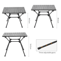 Table de camping compacte et portable, légère, pliable, réglable en hauteur, avec structure en aluminium, idéale pour la randonnée et le barbecue en extérieur