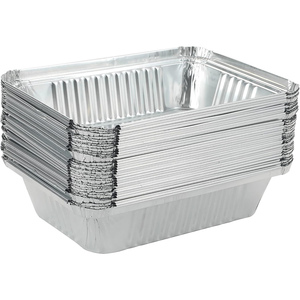 OEM Logo Rectangle Aluminum <b>Foil</b> Disposable Takeaway Food <b>Container</b> with Recyclable Plastic Lid Food Grade - Product Image 4