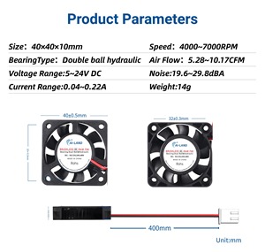 Thái Lan 4010 Mini <span class=keywords><strong>DC</strong></span> Quạt Làm Mát 40X40X10Mm 5V 12V CE Chứng Nhận 4000Rpm Kép Bóng Mang OEM ODM Rạp Hát Tại Nhà Quạt Làm Mát - Product Image 2