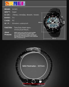 SKMEI 1016 Nouvelle Montre Homme Tendance Décontractée avec Alarme, Étanche, Chronographe et Double Affichage – Montre Sportive pour Homme - Product Image 5