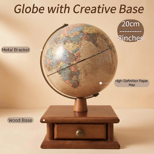 Globo Terráqueo Retro <span class=keywords><strong>de</strong></span> Escritorio <span class=keywords><strong>de</strong></span> 8 Pulgadas con Base <span class=keywords><strong>de</strong></span> Madera/Metal/Papel, <span class=keywords><strong>Mapa</strong></span> Vintage <span class=keywords><strong>de</strong></span> Alta Definición, Rotación <span class=keywords><strong>de</strong></span> 360°, Regalo Geográfico para Estudiantes - Product Image 4