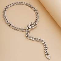 Collier Hip Hop plaqué or avec boucle de ceinture, chaîne cubaine, bijou statement pour femme, style streetwear, cadeau