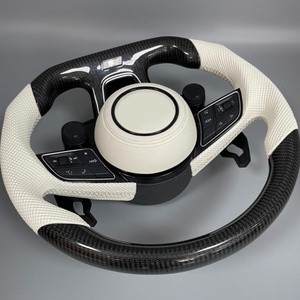 Volant <span class=keywords><strong>sport</strong></span> avec cuir blanc et fibre de carbone, équipé d'un bouton de commande LCD, compatible avec les séries <span class=keywords><strong>Audi</strong></span> <span class=keywords><strong>A1</strong></span>-A8, Q3-Q8, TT et R8 - Product Image 5
