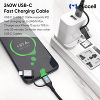 Câbles de charge rapide USB C Miccell PD 240w C vers C, câbles multifonctionnels 4 en 1 en nylon tressé de type C pour smartphones