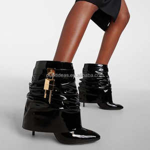 Nouvelle Botte Haute pour Femme en Cuir de Veau Mat à Talon Aiguille, Volume Exagéré, Coupe Droite, Jambe Large, Modèle Wader 110mm, Noire - Product Image 6