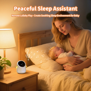 جهاز مراقبة الأطفال بكاميرا مزدوجة لمراقبة طفلين في نفس الوقت، شاشة مراقبة متنقلة للأطفال مع ضوء نوم RGB، تذكير بالموسيقى الهادئة وتذكير بالرضاعة - Product Image 3