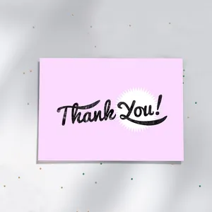 بطاقة "thank you" كريستال كود على شكل ورق رقيق ذهبي مخصص بطاقة تهنئة مطوية بطاقة "thank you" للأعمال الصغيرة