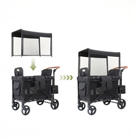 Poussette pliante de luxe à deux places, chariot de camping extérieur pour deux enfants avec auvent
