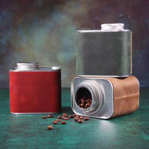 Boîte <span class=keywords><strong>de</strong></span> rangement classique en cuir véritable artisanal - Pot en métal hermétique avec valve d'évacuation - Product Image 3