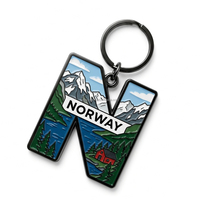 Porte-clés souvenir Norvège personnalisé en émail en forme de lettre A, porte-clés en métal lettre D pour cadeau de voyage